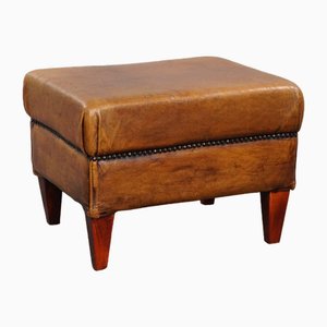 Vintage Brown Ottoman in Leather