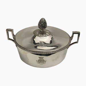 Vegetable Dish Silver Lid Coat of Arms Dum Nutrio Pereo