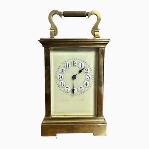 Grande Horloge Carrosse Antique en Laiton, France, 1890s