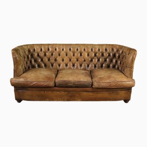 English Chesterfield Leather Sofa, 1920s