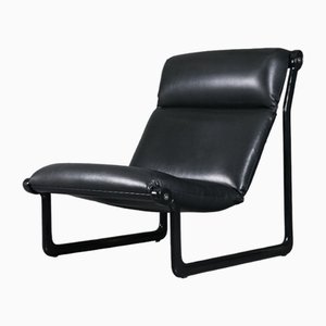 Large Model 2001 Lounge Chair in Black Leather by Bruce Hannah and Andrew Ivar Morrison for Knoll International, 1970s