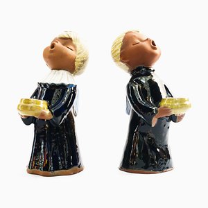 Bougeoirs Ange Figurine en Céramique, Vienna, 1950s, Set de 2