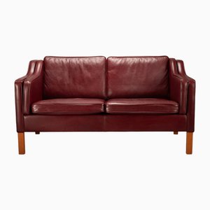 2 Seater Leather Sofa by Børge Mogensen, Denmark, 1970s