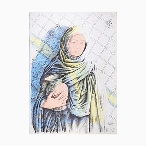 Andrea Quarto, Water Carrier, Original Hand-Colored Lithograph, 1980s