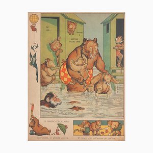 Unknown, The Bath of Bears, Original Lithograph, 19th Century