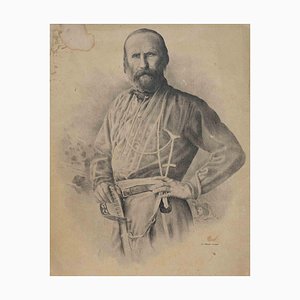 Desconocido, Retrato de Giuseppe Garibaldi, Litografía original, siglo XIX