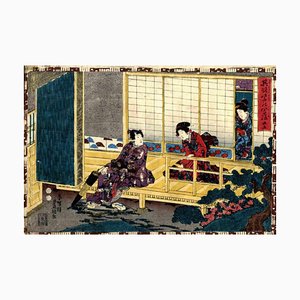 Utagawa Kunisada, Wakana (Gengjie), Grabado en madera original, década de 1850