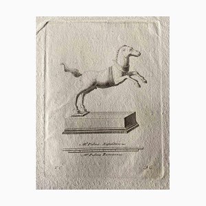Desconocido, Figuras de animales de la Antigua Roma, Aguafuerte original, década de 1750