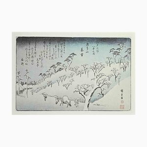 Nach Utagawa Hiroshige, Winter, Acht malerische Orte in einem Vorort von Edo, 20. Jahrhundert, Lithographie