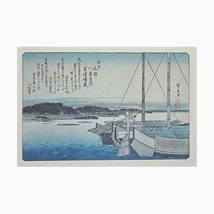 D'Après Utagawa Hiroshige, Bateaux, Huit Sites Scenic Dans La Banlieue D'Edo, 20ème Siècle, Lithographie