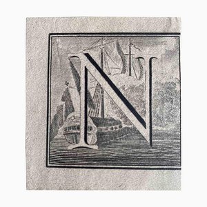 Carlo Nolli, Antigüedades de Herculano: Letra del alfabeto N, Aguafuerte, siglo XVIII