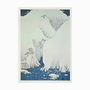 Dopo Utagawa Hiroshige, Scena di neve lungo il percorso di Kiso, XX secolo, Litografia