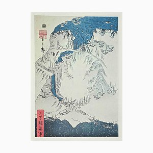 Après Utagawa Hiroshige, Scène de Neige le long de la Route de Kiso, XXe Siècle, Lithographie