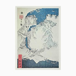 Dopo Utagawa Hiroshige, Scena di neve lungo il percorso di Kiso, XX secolo, Litografia