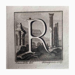 Desconocido, Antigüedades de Herculano: Letra R, Aguafuerte, siglo XVIII