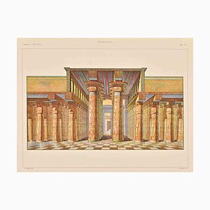 A. Alessio, Egyptian Temple, Chromolithograph, Early 20th Century