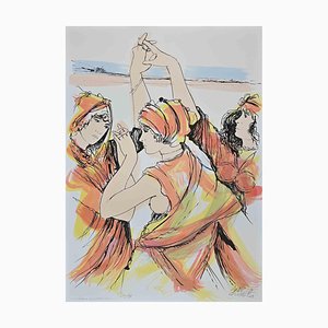 Andrea Quarto, Ballerini, Litografia colorata a mano, 1985