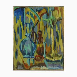 Riccardo Basso, Composition abstraite, Peinture à l'huile, Milieu du XXe siècle