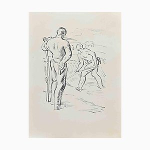 Lithographie, Wilhelm Gimmi, Farmers, 1955