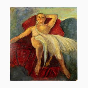 Antonio Feltrinelli, Modello con cigno, Dipinto ad olio, anni '30