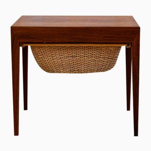 Vintage Danish Rosewood Sewing Table by Severin Hansen for Haslev, 1960s