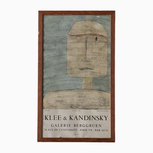 Póster de la exposición Galerie Berggruen original con Klee & Kandinsky de Jacomet, París, años 60, enmarcado