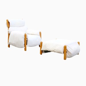 Lounge Chair and Ottoman by Enzo Mari for Driade, Set of 2