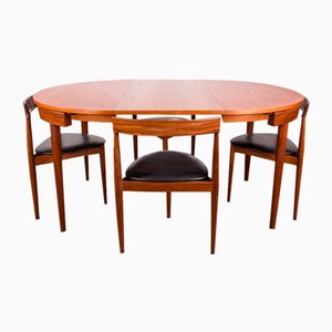 Extendable Dining Table with Tripod Chairs in Teak by Hans Olsen for Frem Rojle, 1960s