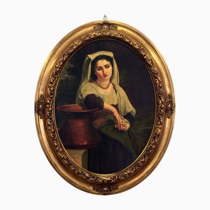 Tommaso Rivoli, mujer italiana en la fuente: Homenaje a William-Adolphe Bouguereau, óleo sobre lienzo, siglo XX