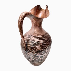 Large Vintage Embossed Copper Pitcher Vase by Egidio Casagrande, 1950s