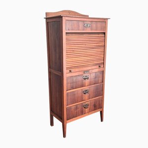 Antique Tall Boy Cabinet with Roller Shutter, 1890s