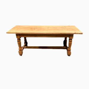 French Bleached Oak Farmhouse Dining Table, 1920s
