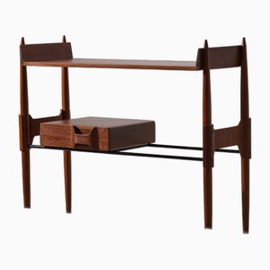 Italian Console Table in Teak and Black Iron, 1950s