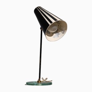 Italian Table Lamp in Enamel-Coated Steel and Brass, 1950s