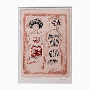 Massimo Campigli, Deux Femmes Assises, 1965, Lithographie