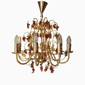 Large Murano Chandelier with Grapes and Leaves