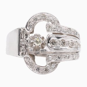 Vintage 18k White Gold Diamond Ring
