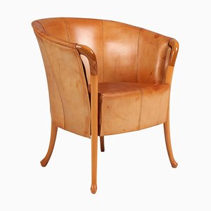 Lounge Chair in Saddle Leather by Leon Krier for Giorgetti