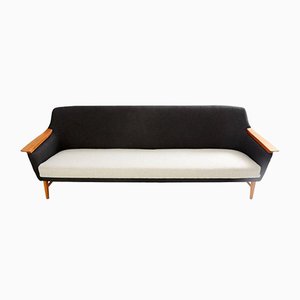 Vintage Scandinavian Modern Long Black and White Sofa from Stranda Industry AS
