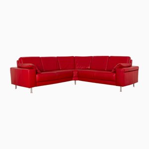 Leather Corner Sofa in Red