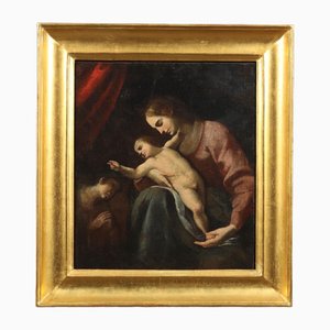 Madonna and Child with Saint, Oil Painting, Framed