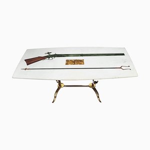 Vintage Italian Brass and Marble Coffee Table, 1960s