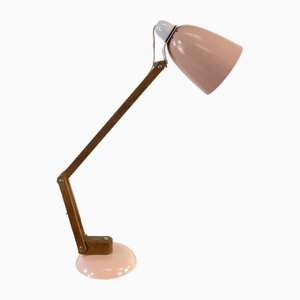 Vintage Maclamp Table Lamp in Pastel Pink with Wooden Arms, 1960s