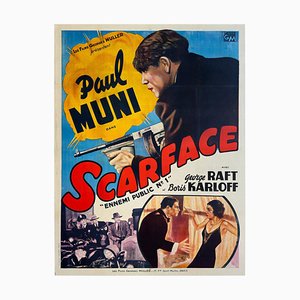 Large French Scarface Movie Poster by Boris Grinsson, 1940s