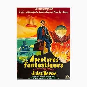 Póster de la película The Fabulous World of Jules Verne francés grande de Soubie, 1961