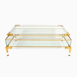 Mid-Century Coffee Table in Brass and Glass by Maison Jansen, 1970s