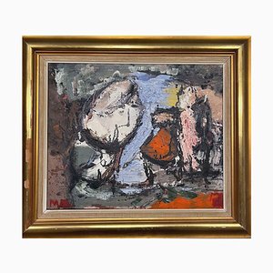 Mogens Balle, Abstract Composition, Oil Painting, Framed