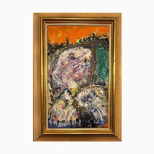 Mogens Balle, Abstract Composition: The Face of the City, Oil Painting, Framed