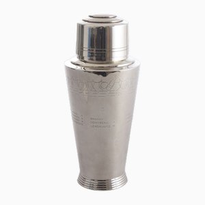 Art Deco Silver Plated Recipe Cocktail Shaker by Keith Murray for Mappin and Webb, 1930s