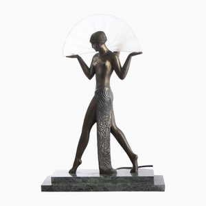 Art Deco Marble Based Figural Table Lamp, 1930